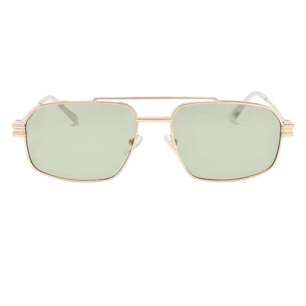 Gold Frame Sunglasses with Green Lenses